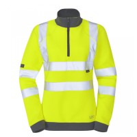 Leo Workwear Elberry Class 2 Hi-Vis Yellow Women's 1/4 Zip Sweatshirt